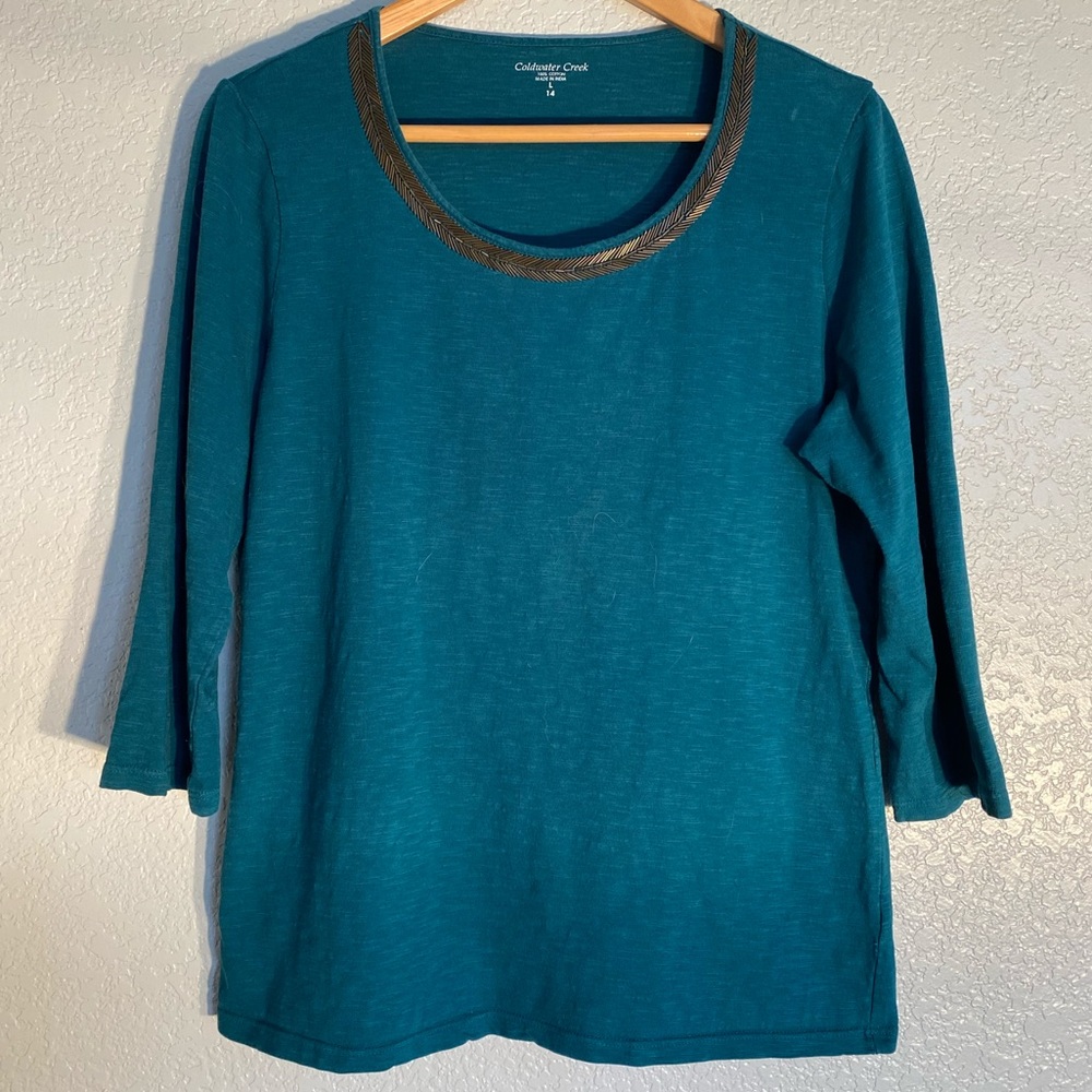 Coldwater Creek Women’s Embellished Neckline Top